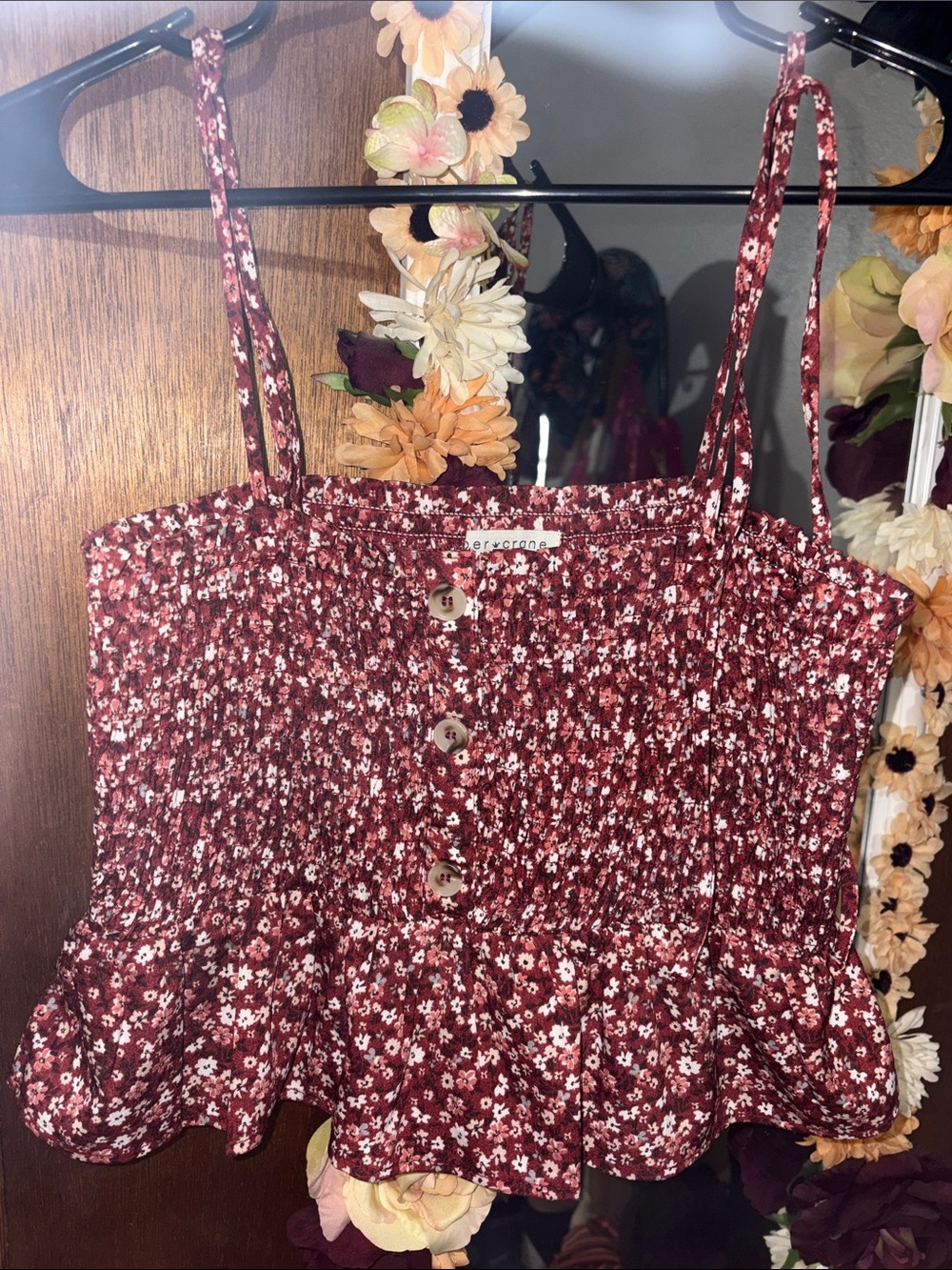 Paper Crane Red Floral Smocked Tank and Skirt Set - Picture 2 of 3